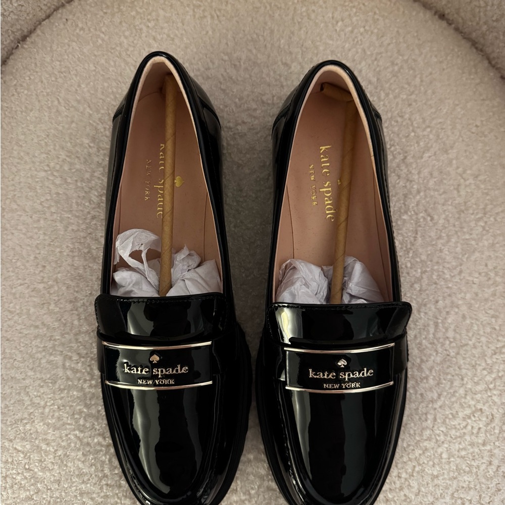 Kate Spade Glossy Black Loafers